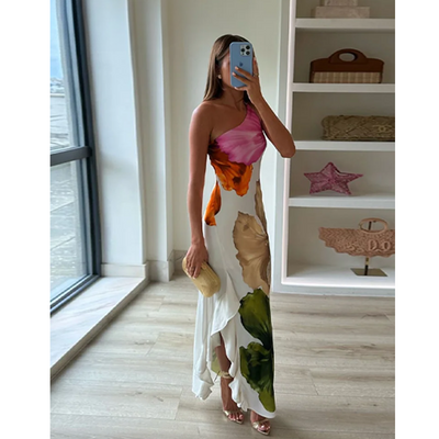 Hannah | Elegant Floral One-Shoulder Maxi Dress