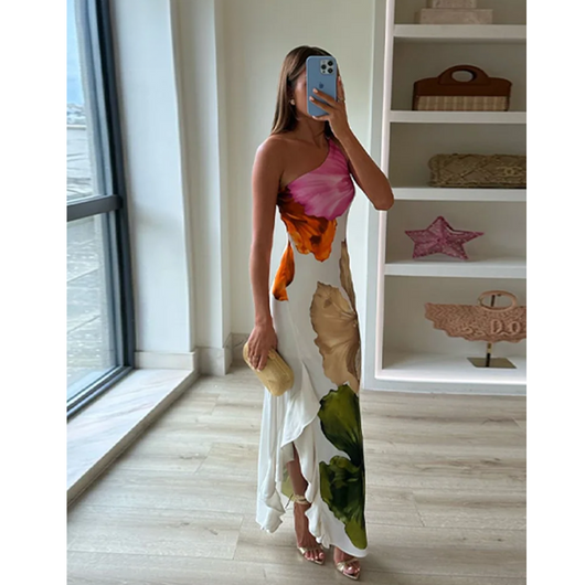 Hannah | Elegant Floral One-Shoulder Maxi Dress