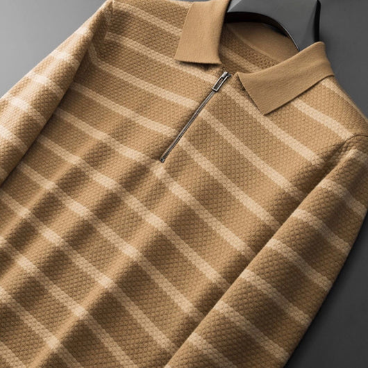 Jared | Men's Half-Zip Striped Polo Shirt