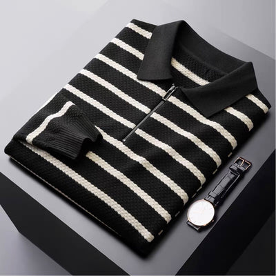 Jared | Men's Half-Zip Striped Polo Shirt