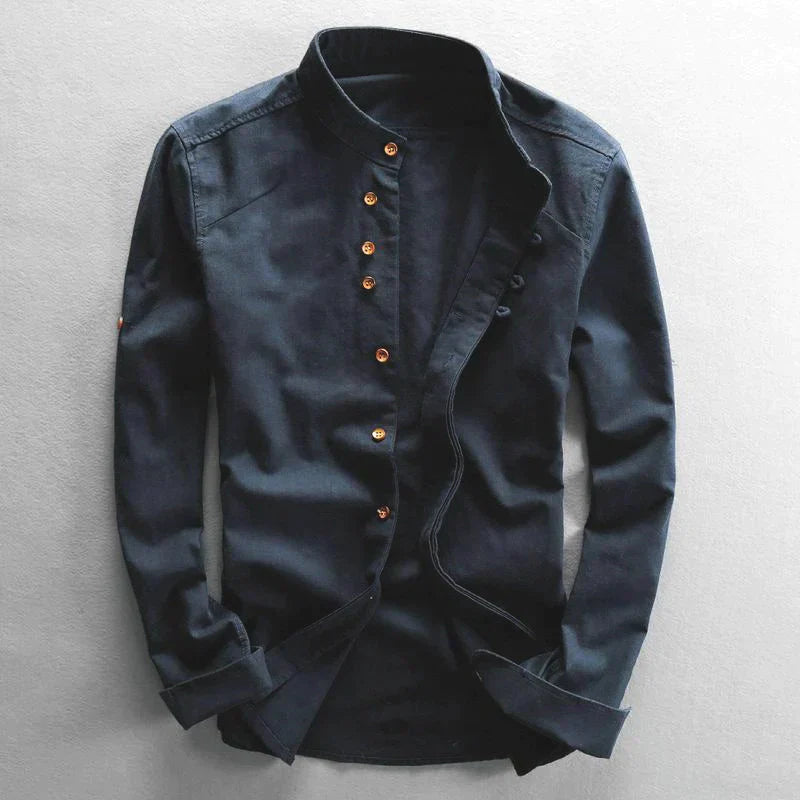 Maxwell | Men's Band Collar Button-Down Shirt