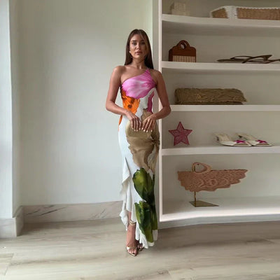 Hannah | Elegant Floral One-Shoulder Maxi Dress