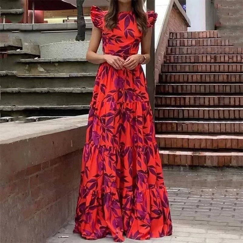 Valerie | Elegant Maxi-Dress with Tropical Print for Summer